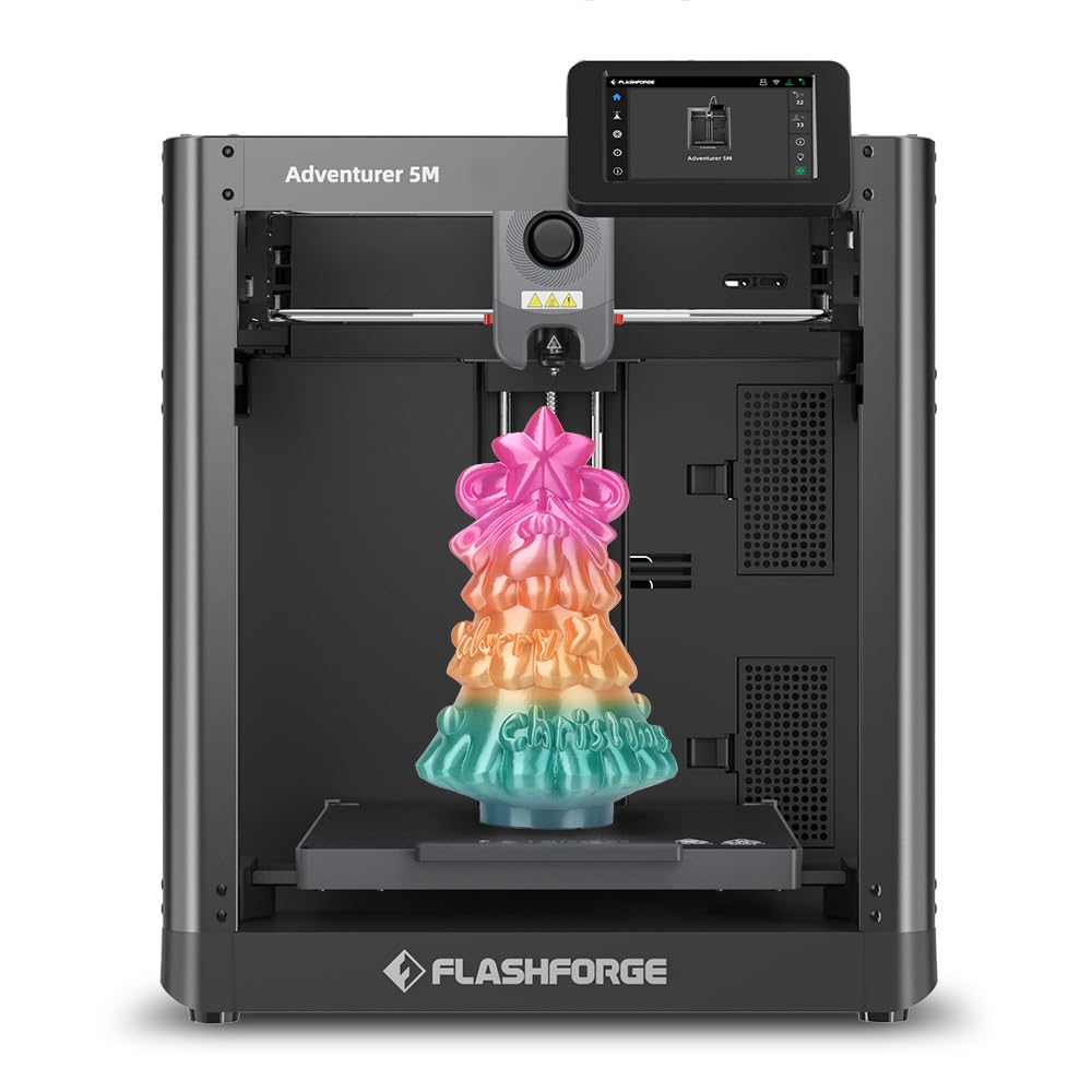 FLASHFORGE Adventurer 5M 3D Printer, 600mm/s High-Speed, 1 Click Fully Auto Leveling, Upgraded Direct extruder Quick Detachable