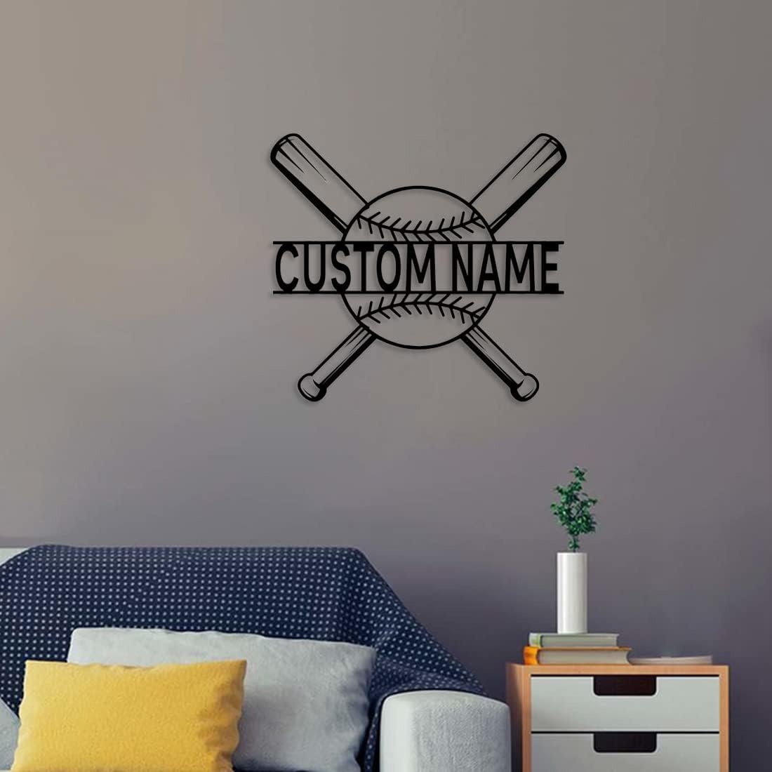 Personalized Name 7 Colors Baseball lamp Custom Baseball Wall Art Night Light LED Name Sign Gift for Men Sports Lover