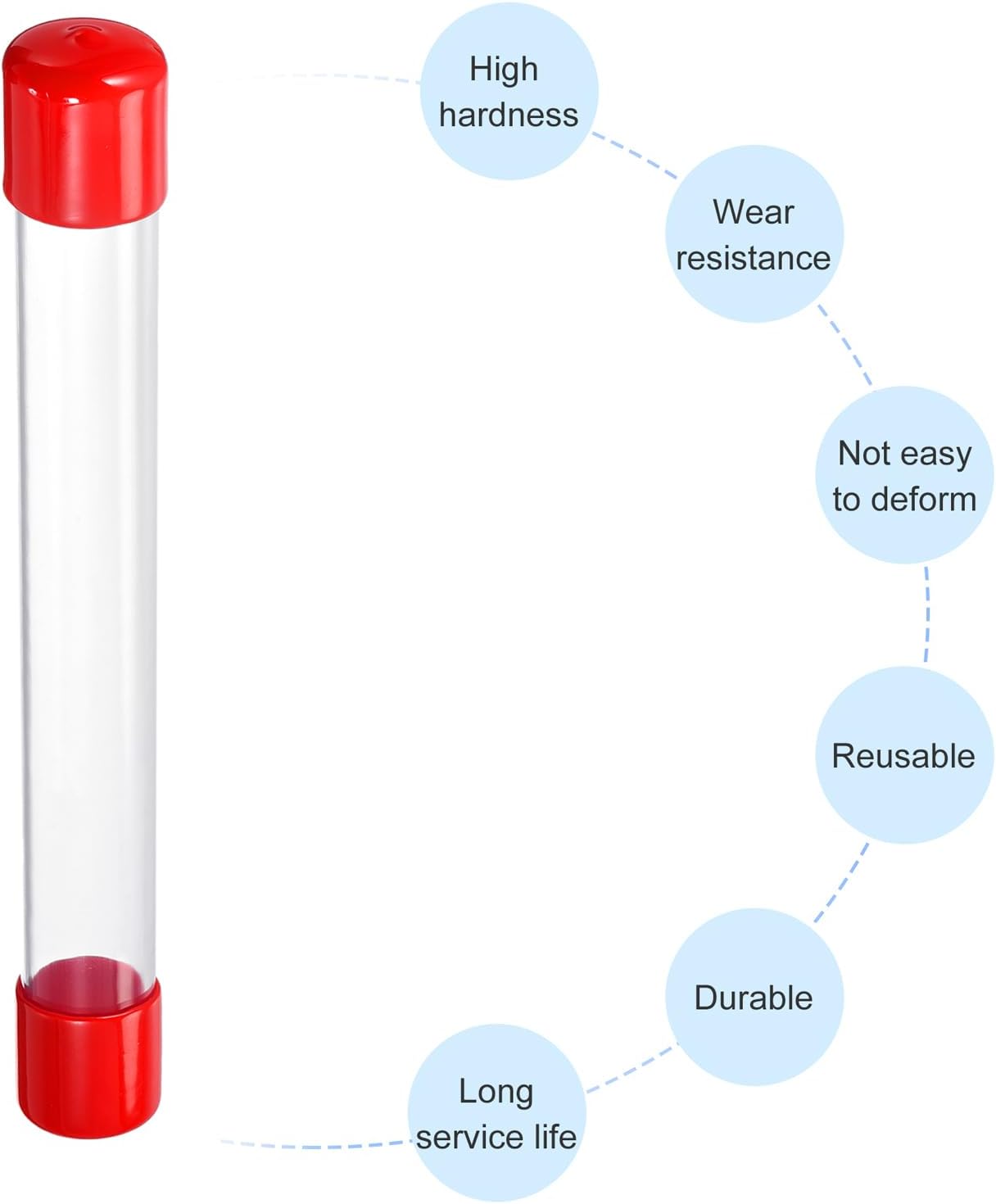 PATIKIL Clear Rigid Tube Round Plastic Tubing with Red Rubber Caps Polycarbonate Water Pipe, 305mm/ 12 Inch Length, 23mmx25mm/0.91"x1", 2 Set