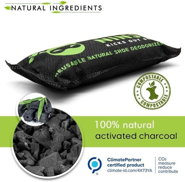 Shoe Deodorizer Inserts - Shoe Odor Eliminator - Activated Charcoal to Absorb Shoe Smell - Pack of 2 Shoe Smell Eliminator with Nail Clippers