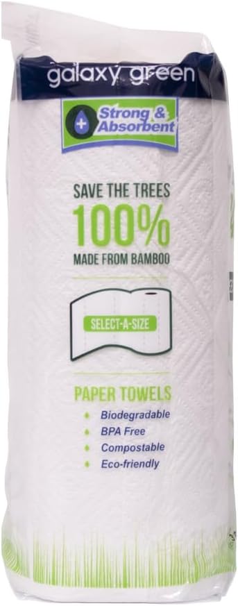 Galaxy Green Bamboo Paper Towels Earth Friendly, Strong 2 Ply Sheets, Sustainable, 24 Rolls