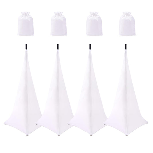 4 Pack Speaker Stand Cover Tripod Scrim, DJ Speaker Stand Scrim Tripod Cover with 360 Degree Coverage (White-Four Pack)