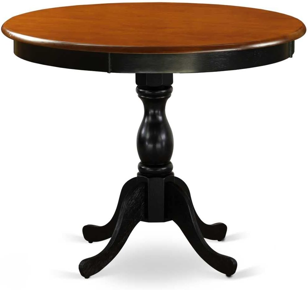 East West Furniture AMPF3-BCH-W 3 Piece Dining Table Set for Small Spaces Contains a Round Kitchen Table with Pedestal and 2 Dining Room Chairs, 36x36 Inch, Black & Cherry