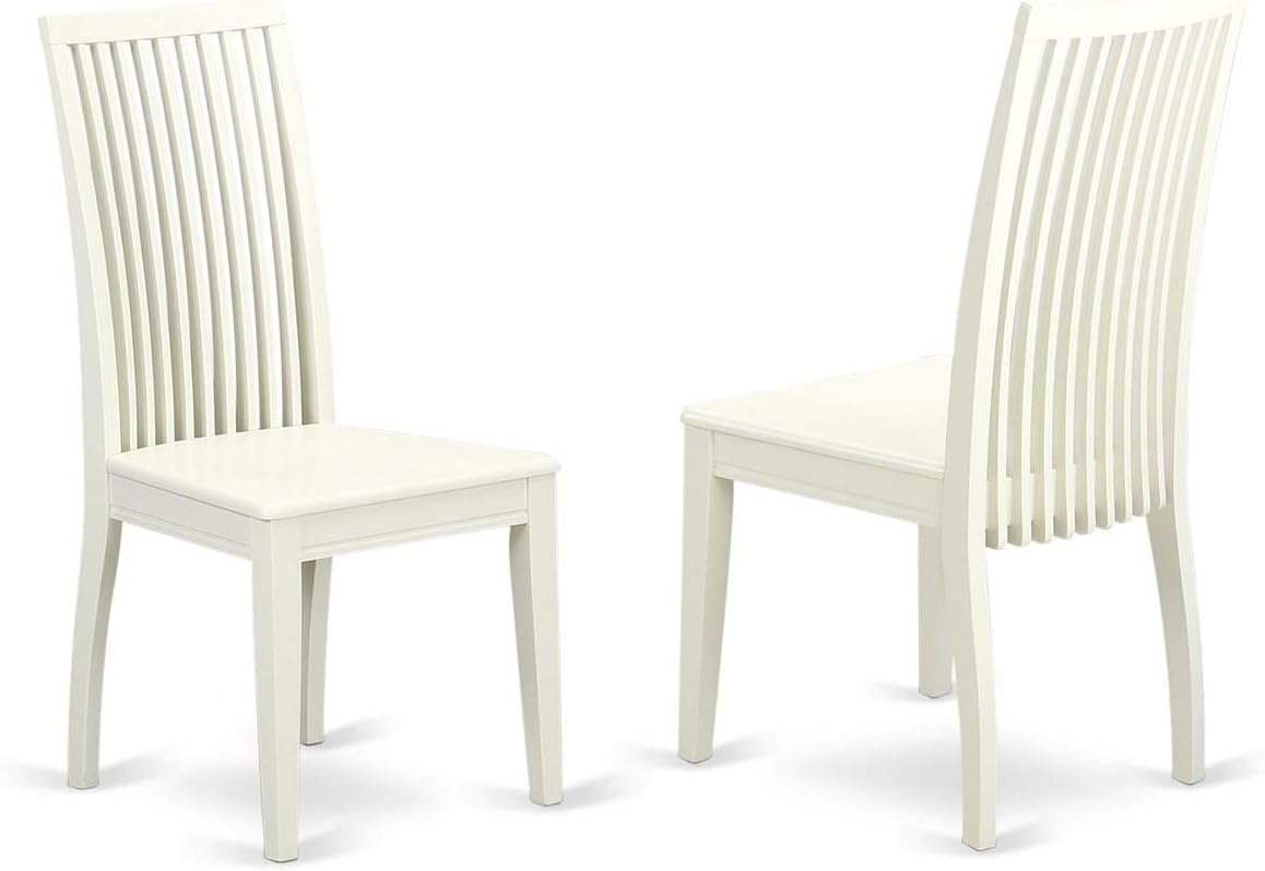 East West Furniture ANIP5-LWH-W 5 Piece Modern Dining Table Set Includes a Round Kitchen Table with Pedestal and 4 Dining Room Chairs, 36x36 Inch, Linen White