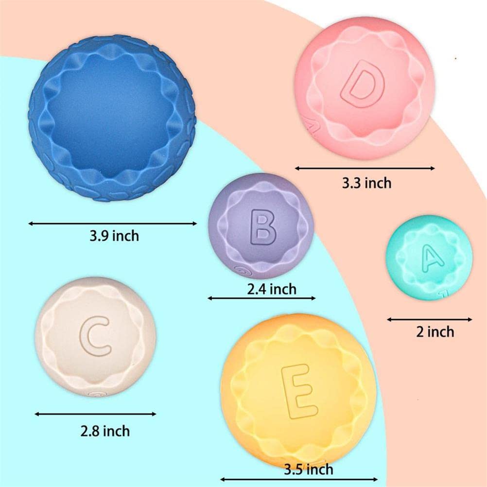 Baby Sensory Balls Teething Toys 6 9 12 18 Months Soft Building Blocks Toddlers Montessori Fine Motor Skills Stacking Ring Infant Boys Girls Easter Basket Stuffers Gifts One 1 2 3 Year Old