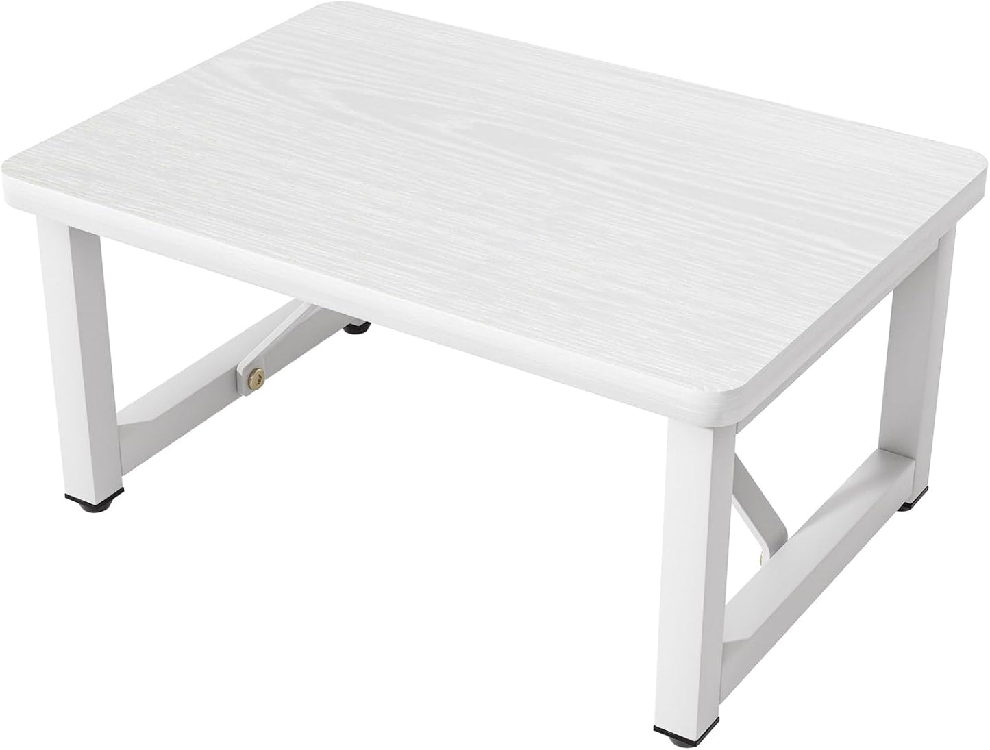 Step Stool, Small Step Stool for Adults, Wood and Metal Foot Stool, One Stepping Stool for Bedside Sofa Side, 400 LBS Load Heavy Duty Step, White