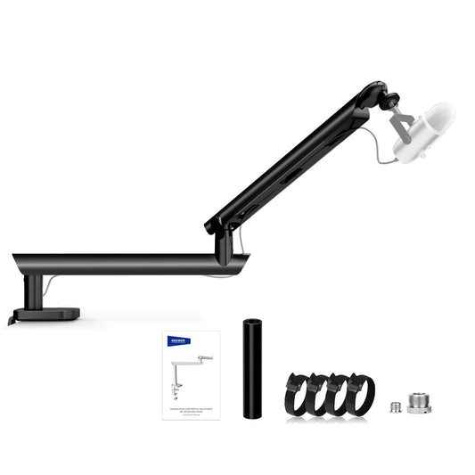 Neewer Microphone Stand, Low Profile Damped Mic Holder Boom Arm Desk Mount With Ball Head & 3/8 5/8 Adapters Compatible With Blu