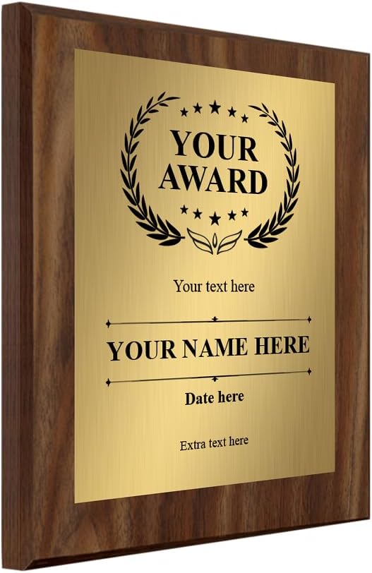 Signs ByLITA Customizable Wooden Plaque Award | Easel Mount Option | Recognition Gift for winners of awards, certificates and achievements | Employee Student Prize