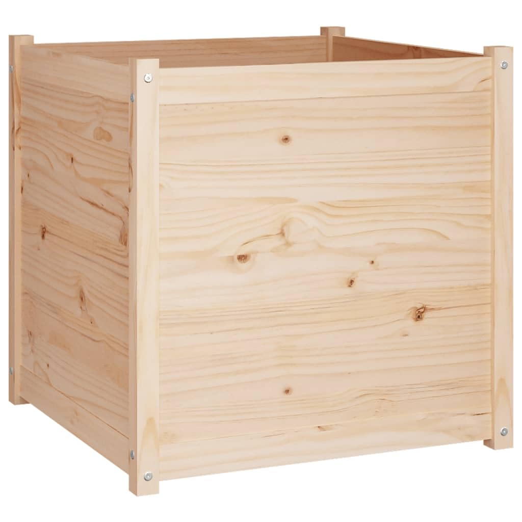 YITHOPI Rustic Solid Pine Garden Planter Box, 27.6 Inch Square Outdoor Wooden Flower Pot for Balcony Herb Vegetable Gardening