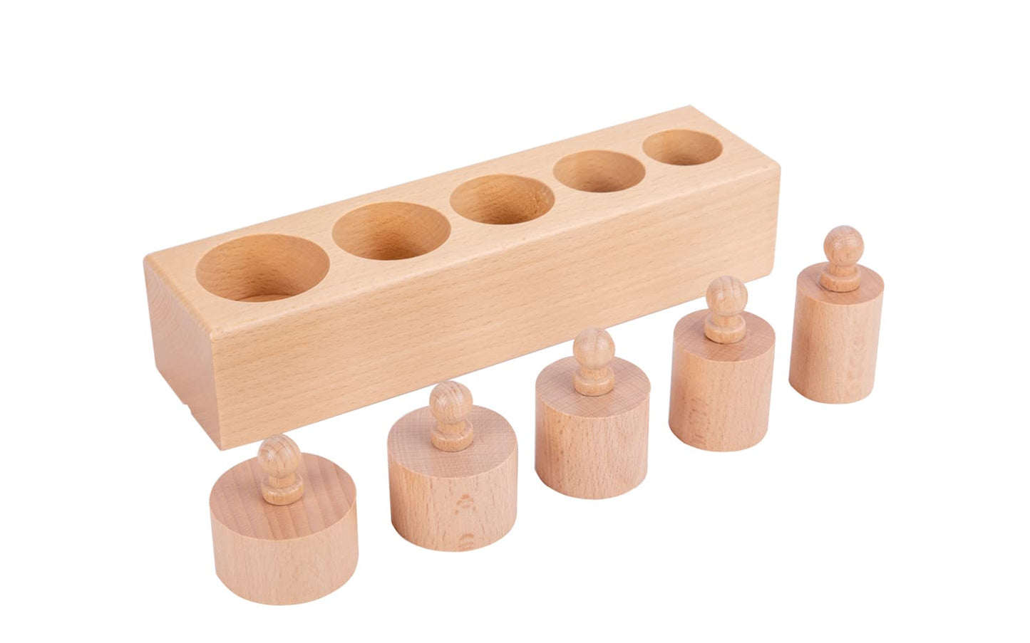 Montessori Toys for Babies 6-12 Months Wooden Knob Log Cylinder Blocks Development Sensory Toys for Toddlers Montessori Baby Games Educational Toys(4 Piece Set)