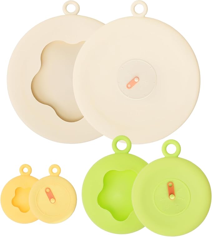 Silicone Stretch Lids for Food Storage, Reusable Stretch and Seal Lids with Easy-open Pull Tab and Day Indicator, 6 Pcs Silicone Dustproof and Fresh-keeping Covers Set for Cups/Cans/Jars/Bowls