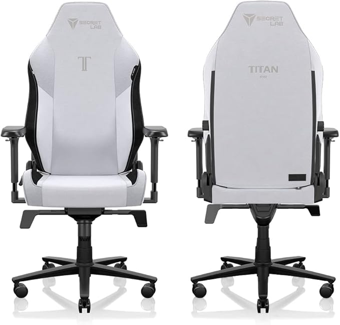 Secretlab Titan Evo Artic White Gaming Chair - Reclining, Ergonomic & Comfortable Computer Chair with 4D Armrests, Magnetic Head Pillow & 4-Way Lumbar Support - White - Fabric