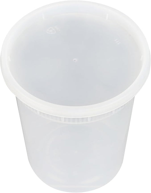 Restaurantware-Asporto 32 Ounce To Go Boxes, 100 Microwavable Round Soup Containers - Clear Plastic Lids Included, Do Not Contain BPA, Clear Plastic Soup Containers, Disposable