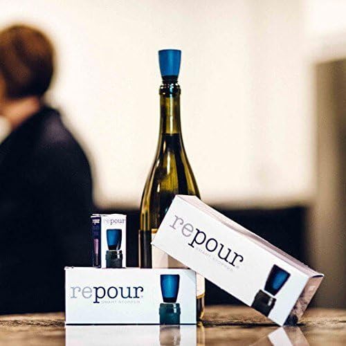 Repour Wine Saver - Wine Preserver and Stopper - Removes Harmful Oxygen from your Wine Simply and Effectively - Indigo Blue 4 Pack