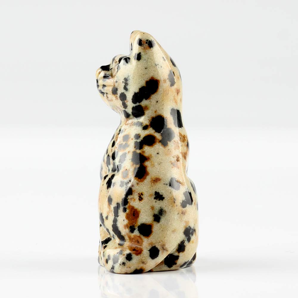 50mm Dalmatian Jasper Natural Stone Cats Statue Feng Shui Crafts Carved Figurine Chakra Carving Healing Reiki