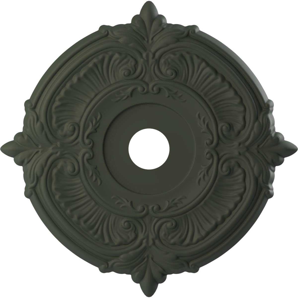 22Od X 3 1/2Id X 1P Attica Thermoformed Pvc Ceiling Medallion (Fits Canopies Up To 7 3/4), Ultracover Satin Hunt Club Green