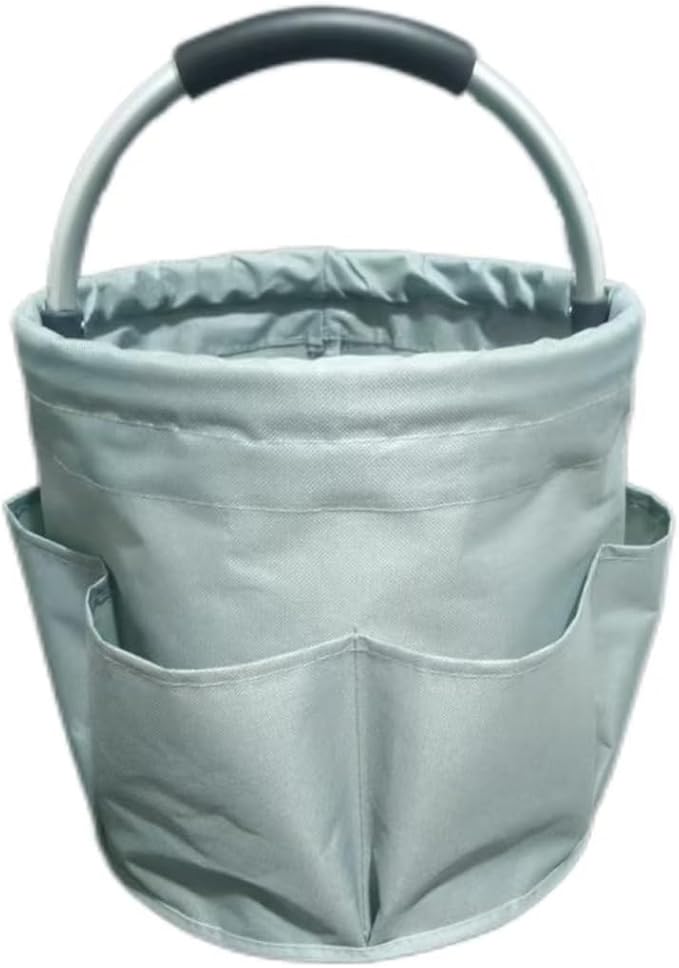 Cleaning Caddy with Handle, 17L Gardening Bucket, Cleaning Supply Caddy, Foldable Tool Storage Basket for Storing Towels (Blue-Gray)