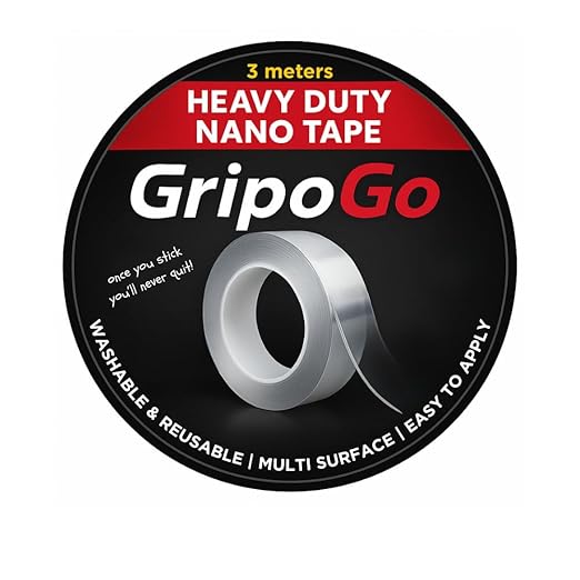 Nano Double-Sided Tape - Heavy-Duty Clear Mounting Tape, Removable & Reusable Gel Adhesive - Washable, Multipurpose Wall Tape for Poster Hanging, Rug Grip, DIY, Home & Office Use