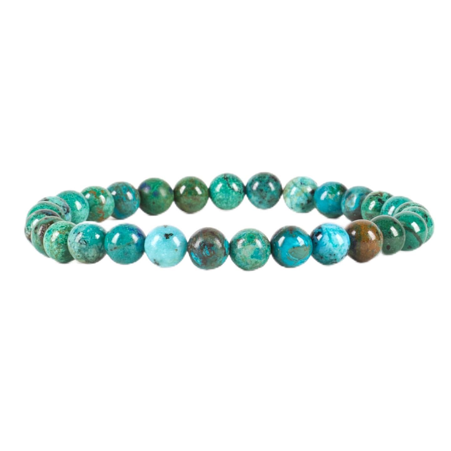 Cherry Tree Collection - Small, Medium, Large Sizes - Gemstone Beaded Bracelets For Women and Men - 6mm Round Beads (Chrysocolla - Medium)