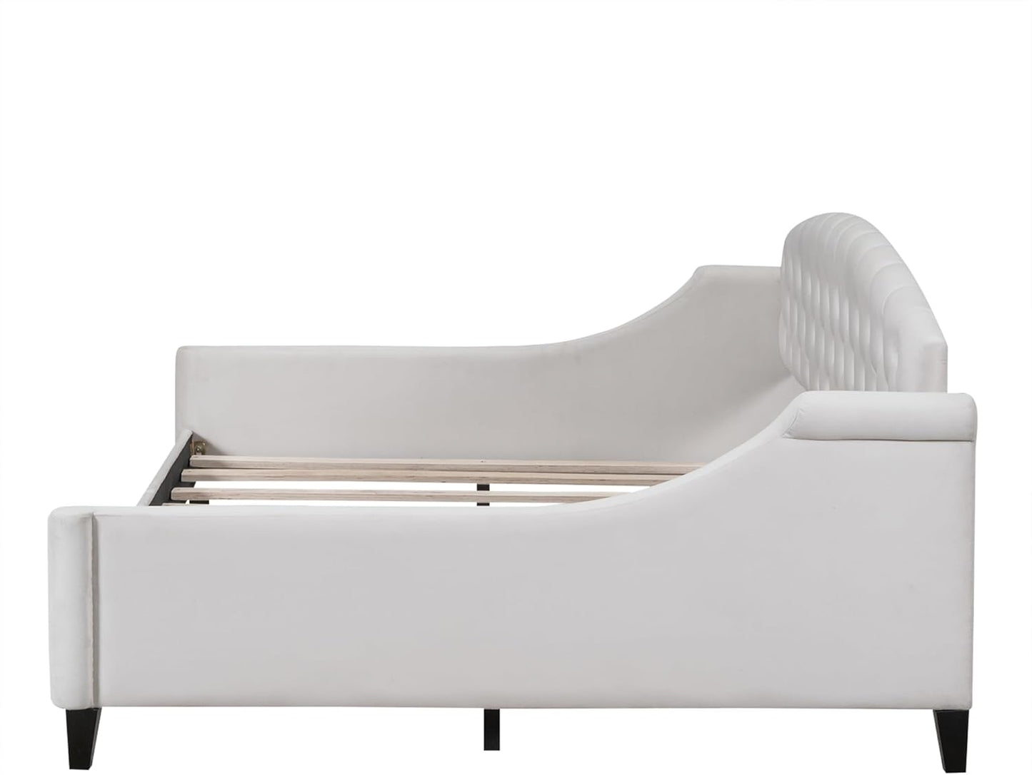 Full Size Modern Luxury Tufted Button Daybed, Stylish Wood Upholstered Day Bed,No Box Spring Required, Easy Assembly,for Bedroom,Living Room and Guest Room,Den,Office,Beige