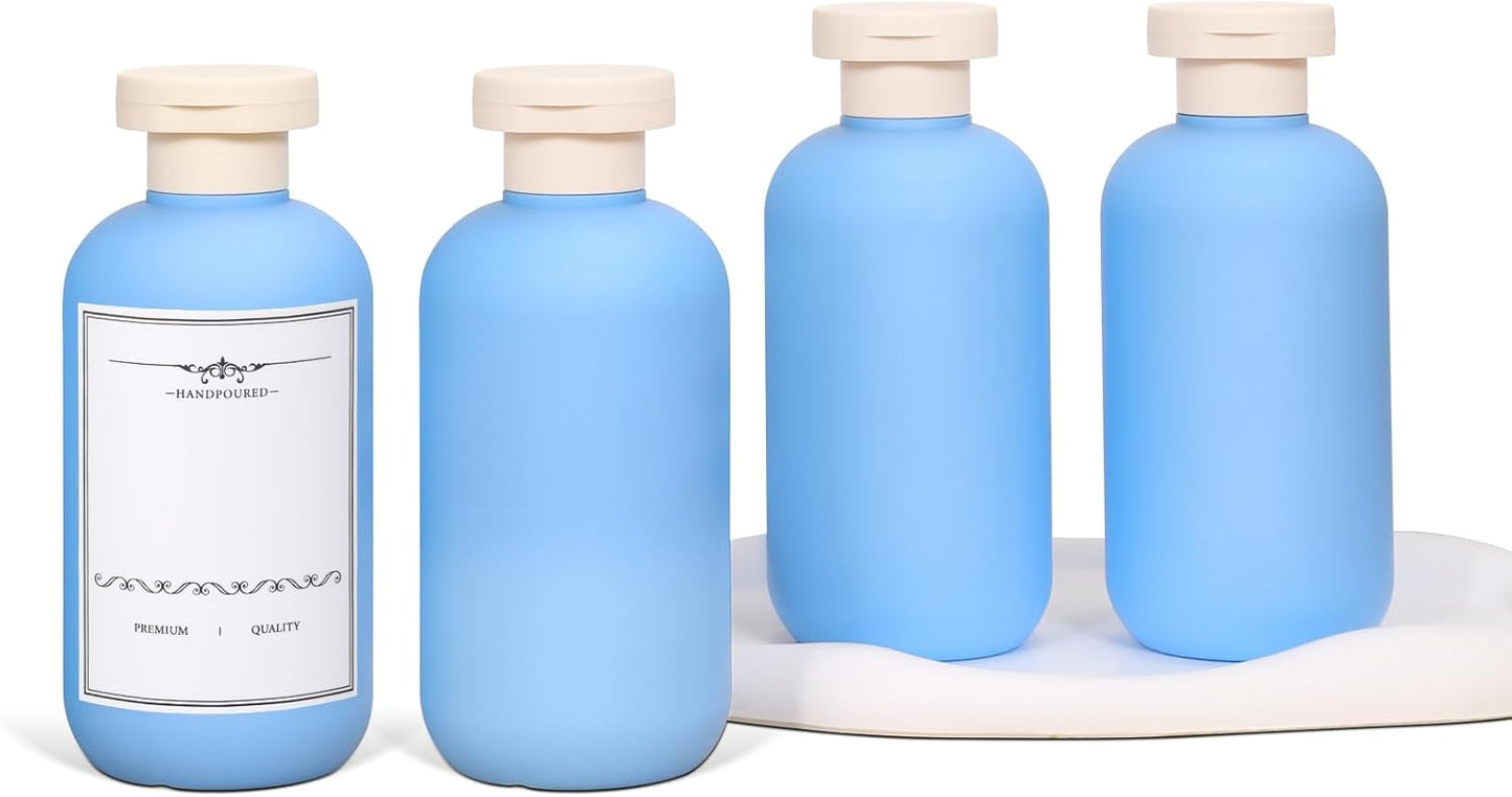 ASEVAT 6.7oz Sealed Plastic Travel Shampoo Bottles, Empty Travel Shampoo and Conditioner Bottles Refillable, Travel Size Shampoo Bottle, Hand Soap Dispenser for Vacation, Gym, Home(Skyblue)