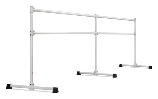 VITA Barre Portable Freestanding Double Ballet Barre, Extreme, 16 Ft Bars, Satin Silver, Steel | Fixed Height, Made in USA, Home or Gym Exercise Equipment for Kids & Adults | Dance, Fitness, Pilates