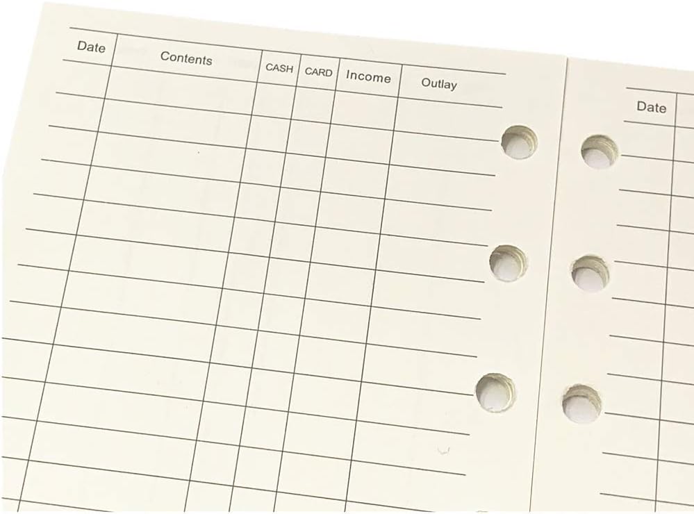 A7 Planner Refill, A7 Agenda Refill Paper Finance Records for 6 Rings Filofax, Accounting Design Inserts, 6 Holes/100gsm,Pocket Size 4.84 x 3.23'', Harphia