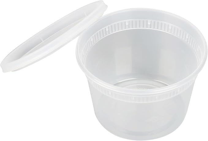 Restaurantware-Asporto 16 Ounce To Go Boxes, 100 Microwavable Round Soup Containers - Clear Plastic Lids Included, Do Not Contain BPA, Clear Plastic Soup Containers, Disposable