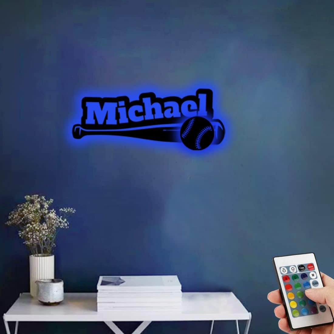 Personalized Name 7 Colors Baseball lamp Custom Baseball Wall Art Night Light LED Name Sign Gift for Men Baseball Lover