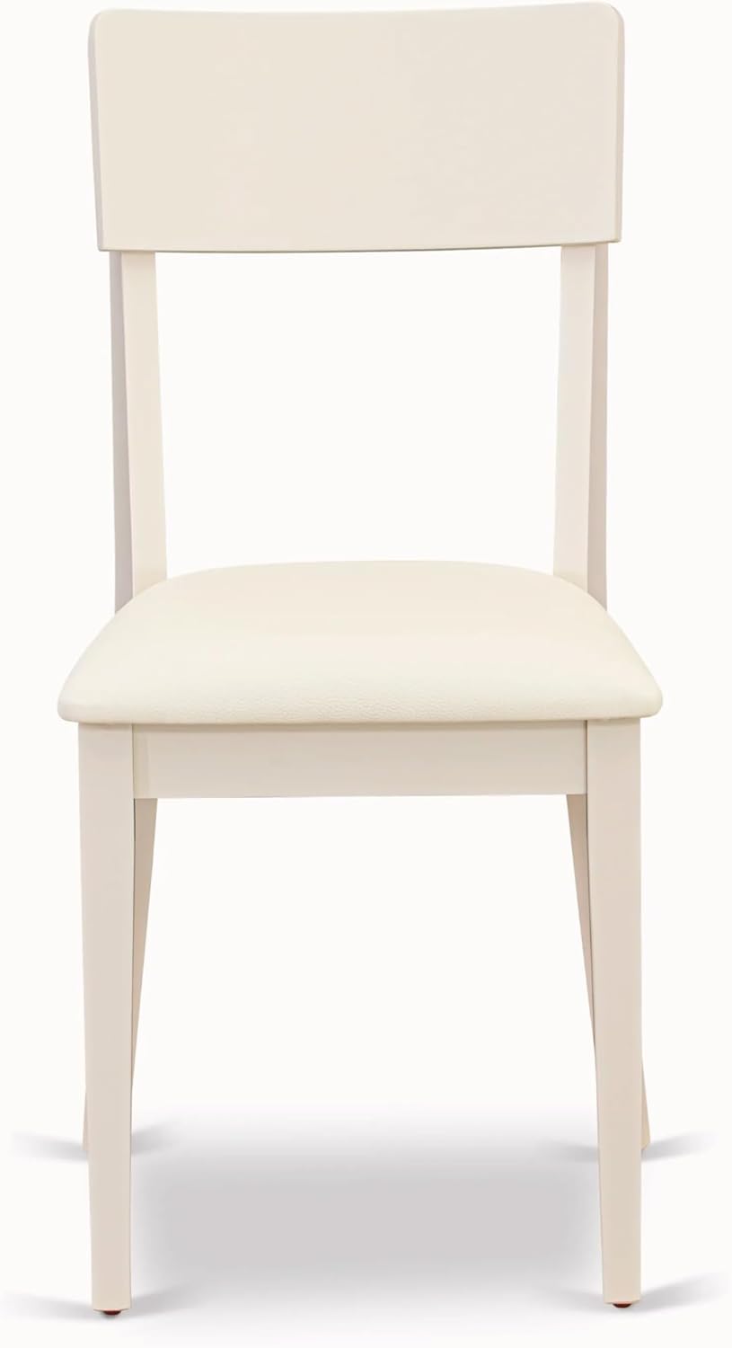 East West Furniture CAAD5-LWH-LC 5 Piece Dining Room Table Set Includes a Rectangle Kitchen Table and 4 Faux Leather Upholstered Dining Chairs, 36x60 Inch, Linen White