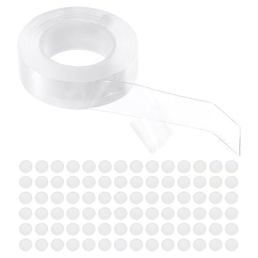 PATIKIL Double Sided Tape Heavy Duty, Transparent Nano Adhesive Mounting Tape for Picture Hanging Walls Decor, 1 Roll 3 Meterx20mmx1mm Strip & 100 Pcs 8mmx1mm Circle