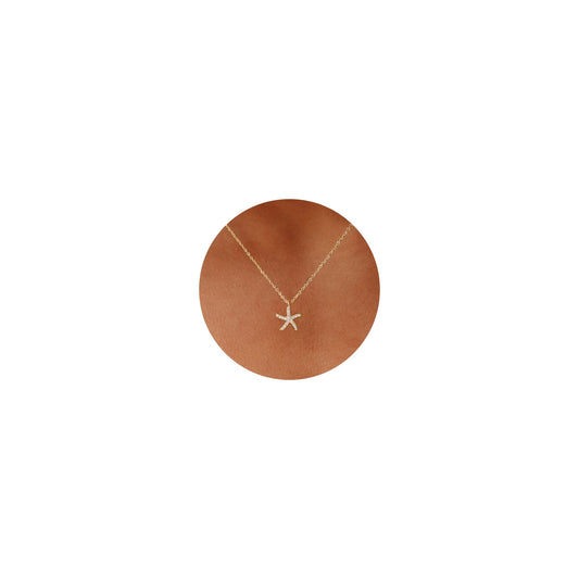 GUOKE Starfish Necklaces - 14K Gold Plated Sea Starfish Necklace Gold Star Fish Simple Dainty Jewelry for Women