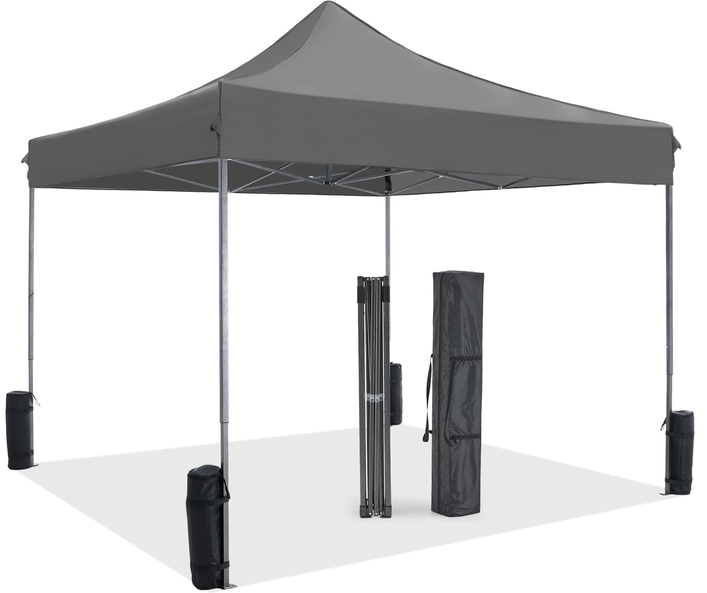 KMFurnila 10x10 FT Pop Up Canopy, Easy Up Canopy Tents for Camping Parties Events, Patio, Beach, Backyard Portable Outdoor Shelter Heavy Duty Instant Sun Shade with Sand Bags