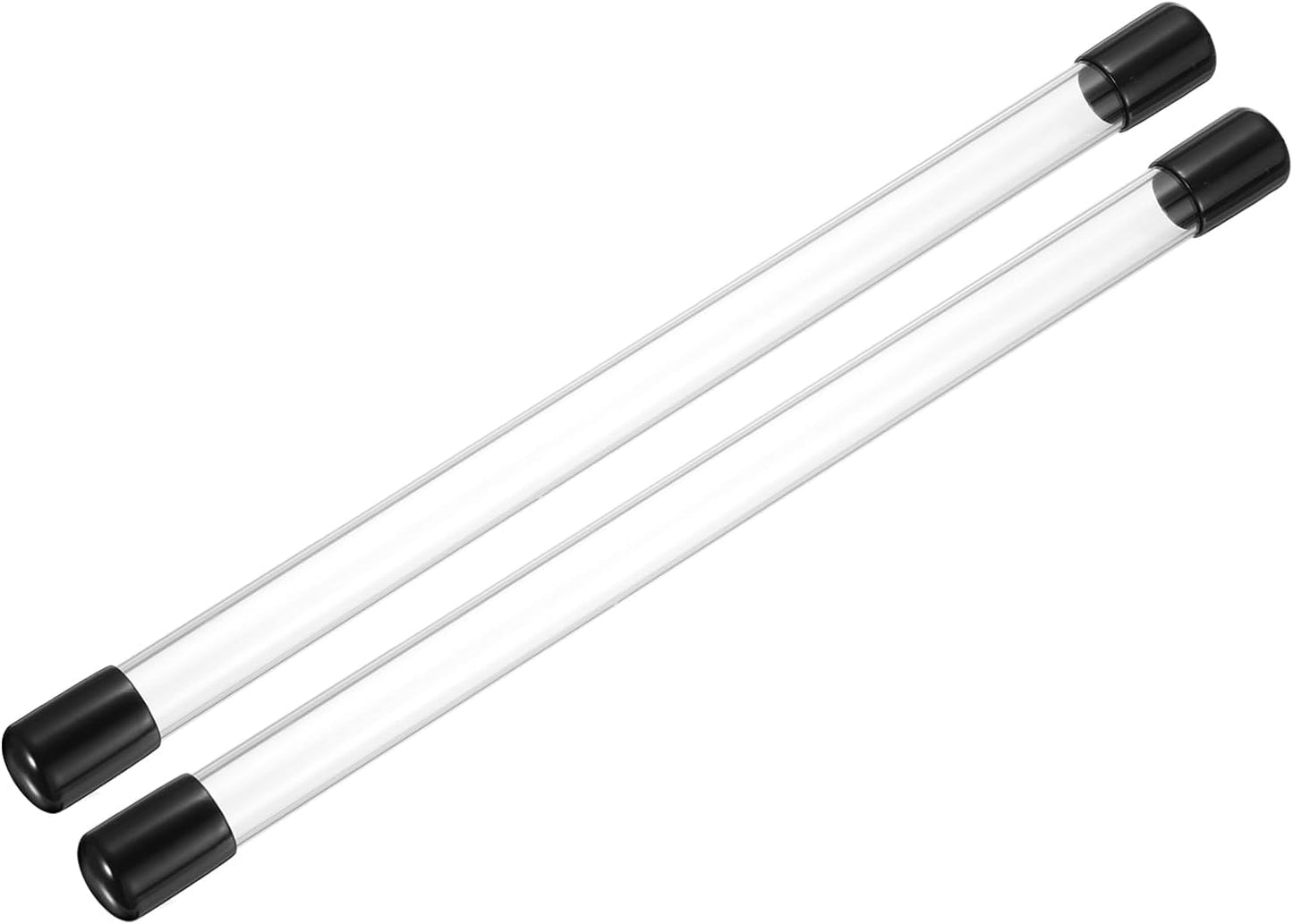 PATIKIL Clear Rigid Tube Round Plastic Tubing with Black Rubber Caps Polycarbonate Water Pipe, 305mm/ 12 Inch Length, 15mmx18mm/0.59"x0.71", 2 Set