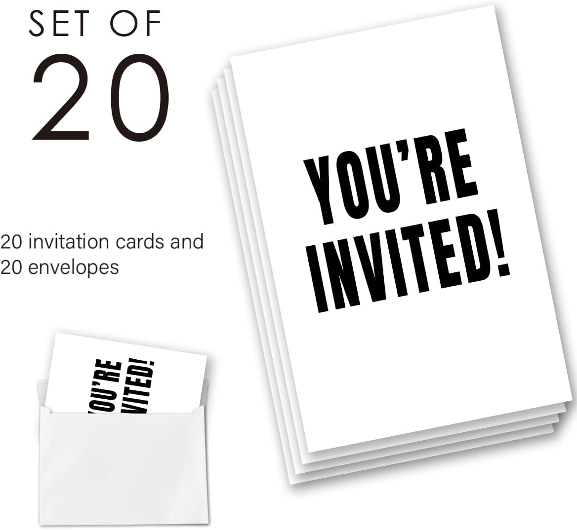 Birthday Invitations for Boys Supplies with Envelopes Set of 20 Bruh Black and White Birthday Invitations Fill in Blank, Double Sided