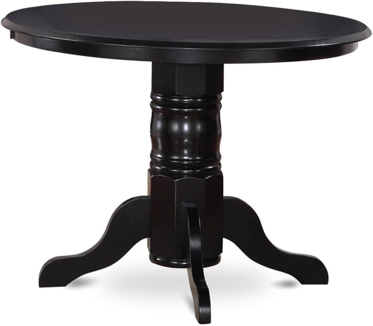 East West Furniture SHDA5-BLK-C 5 Piece Dinette Set for 4 Includes a Round Kitchen Table with Pedestal and 4 Linen Fabric Kitchen Dining Chairs, 42x42 Inch, Black