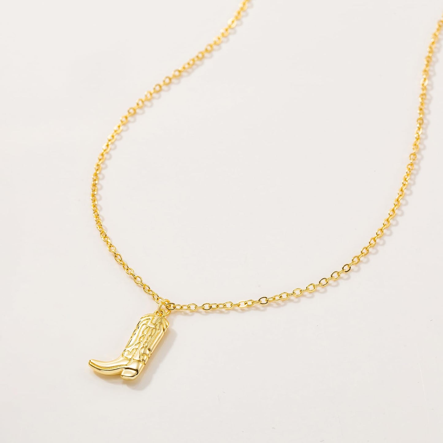 GUOKE Cowboy Boot Necklace - 14K Gold Plated Dainty Gold Necklace Simple Jewelry for Women