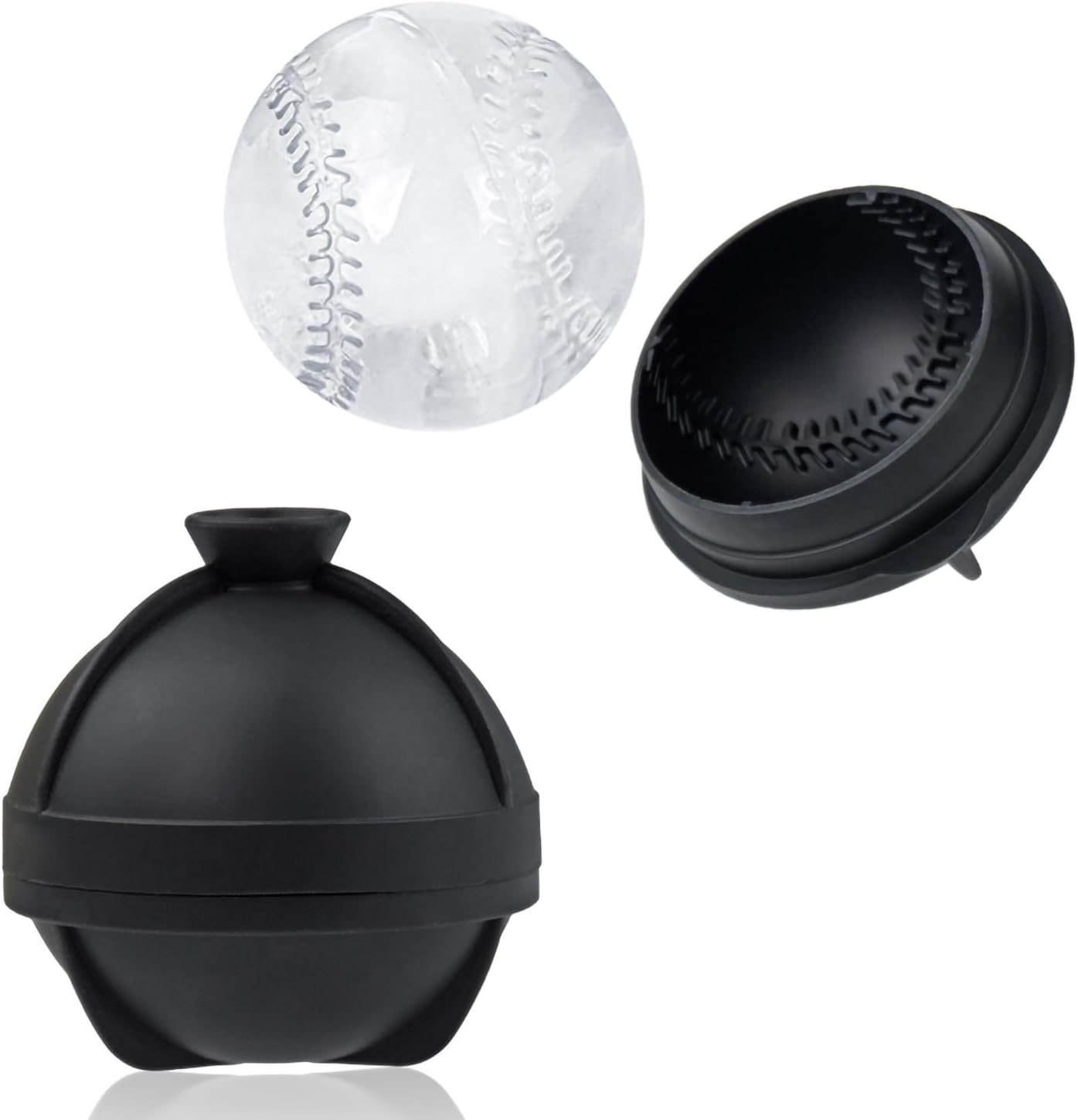Bangp Baseball Ice Cube Molds Set of 2,Whiskey Round Ice Cube Molds,Novelty Sphere Ice Molds Create 2.5 Inch Baseball Shaped Ice Balls - Each Stone Keeps Your Drinks Cool and Unique,for Men and Women