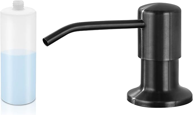 Soap Dispenser for Kitchen Sink, Lotion Dispenser for Kitchen Sink Stainless Steel Pump Head, with 17 Ounce Soap Bottle Refill from The Top,Soap Pump for Kitchen Sink Gun Metal