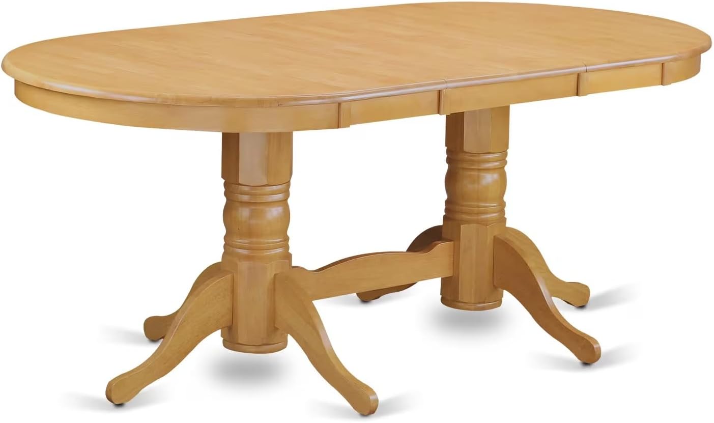 East West Furniture VAAN5-OAK-C 5 Piece Dining Table Set for 4 Includes an Oval Kitchen Table with Butterfly Leaf and 4 Linen Fabric Kitchen Dining Chairs, 40x76 Inch, Oak