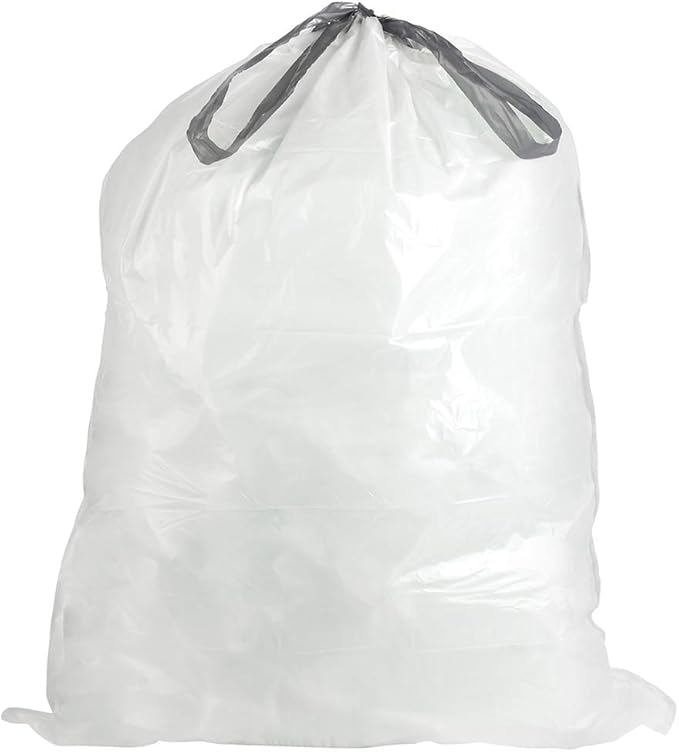 Plasticplace Custom Fit Trash Bags, Compatible with simplehuman Code R (200 Count) White Drawstring Garbage Liners 2.6 Gallon/ 10 Liter 16.5" x 18"
