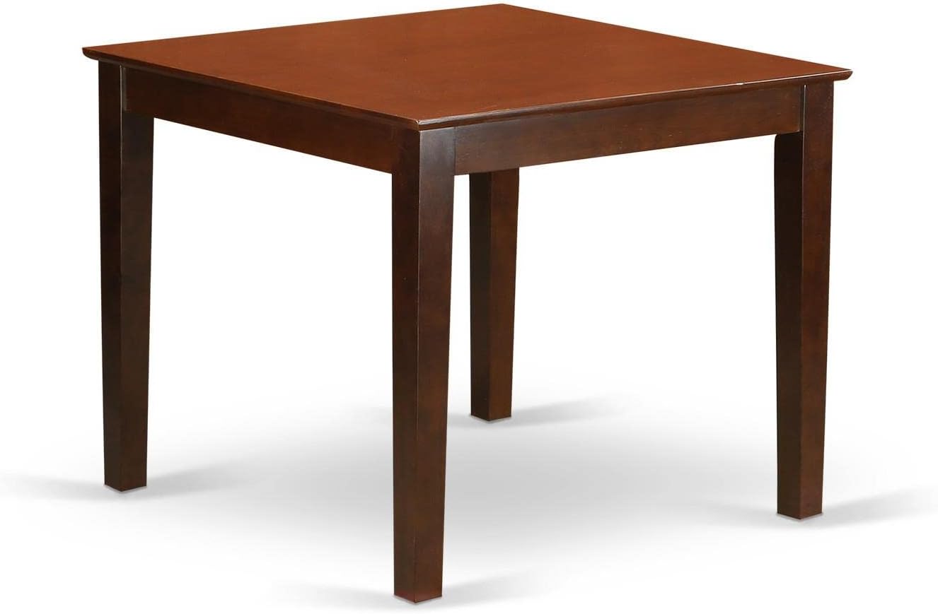 East West Furniture OXEN5-MAH-66 5 Piece Modern Dining Table Set Includes a Square Wooden Table and 4 Brown Faux Faux Leather Upholstered Chairs, 36x36 Inch, Mahogany