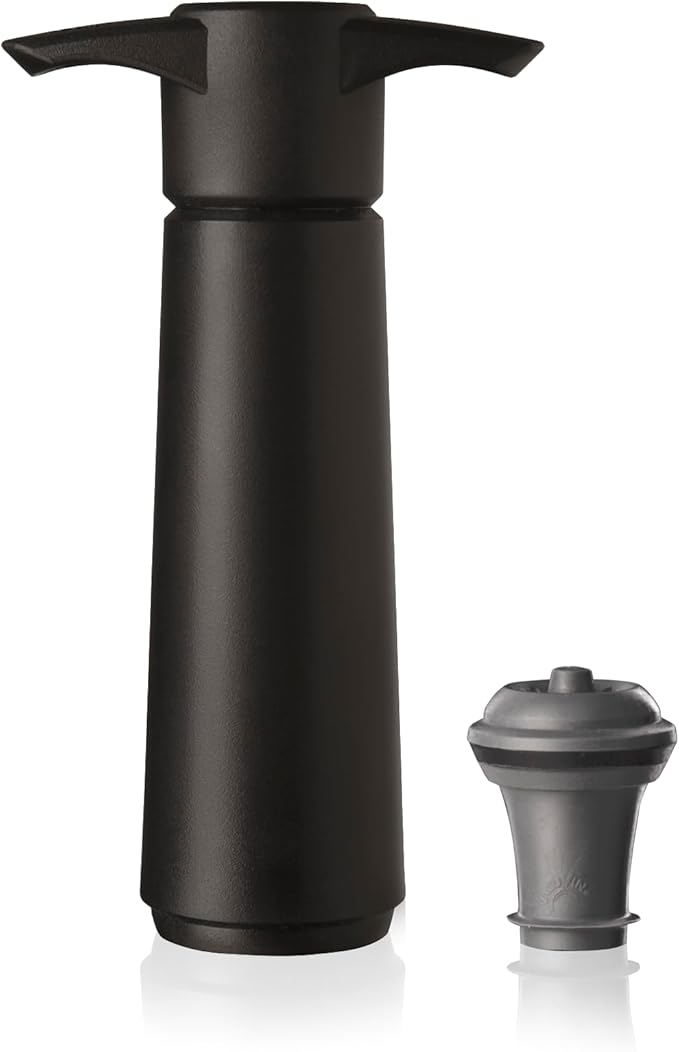 Vacu Vin Original Wine Saver with 1 Vacuum Bottle Stoppers – Black Wine Preserver Pump for Red or White Wine – Manual Air Remover System – Airtight Seal – Keep Wine Fresh Longer