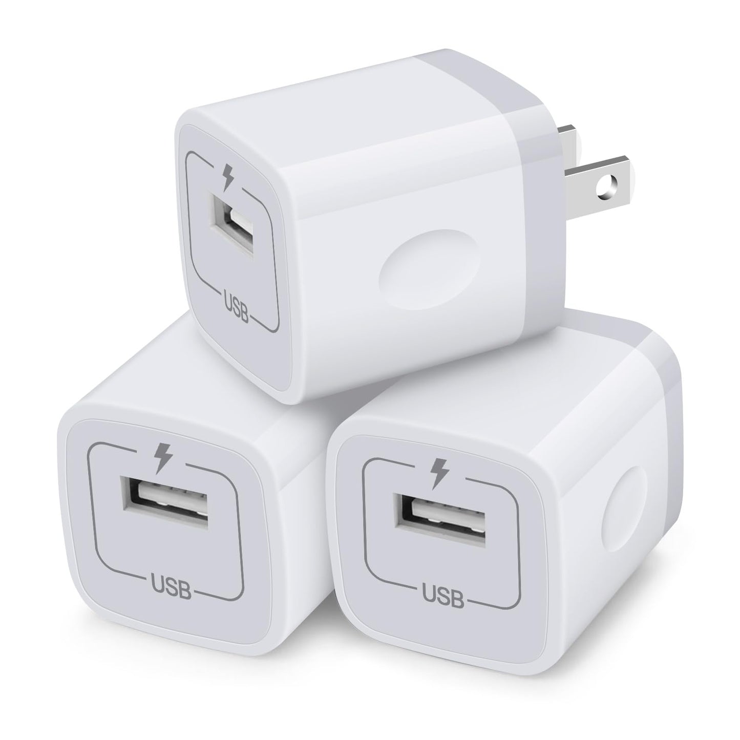 Charging Blocks For Iphone, Charger Box Sicodo 3Pack Plug In Phone Charger One Port Usb Power Adapter Cell Phone Brick Charging