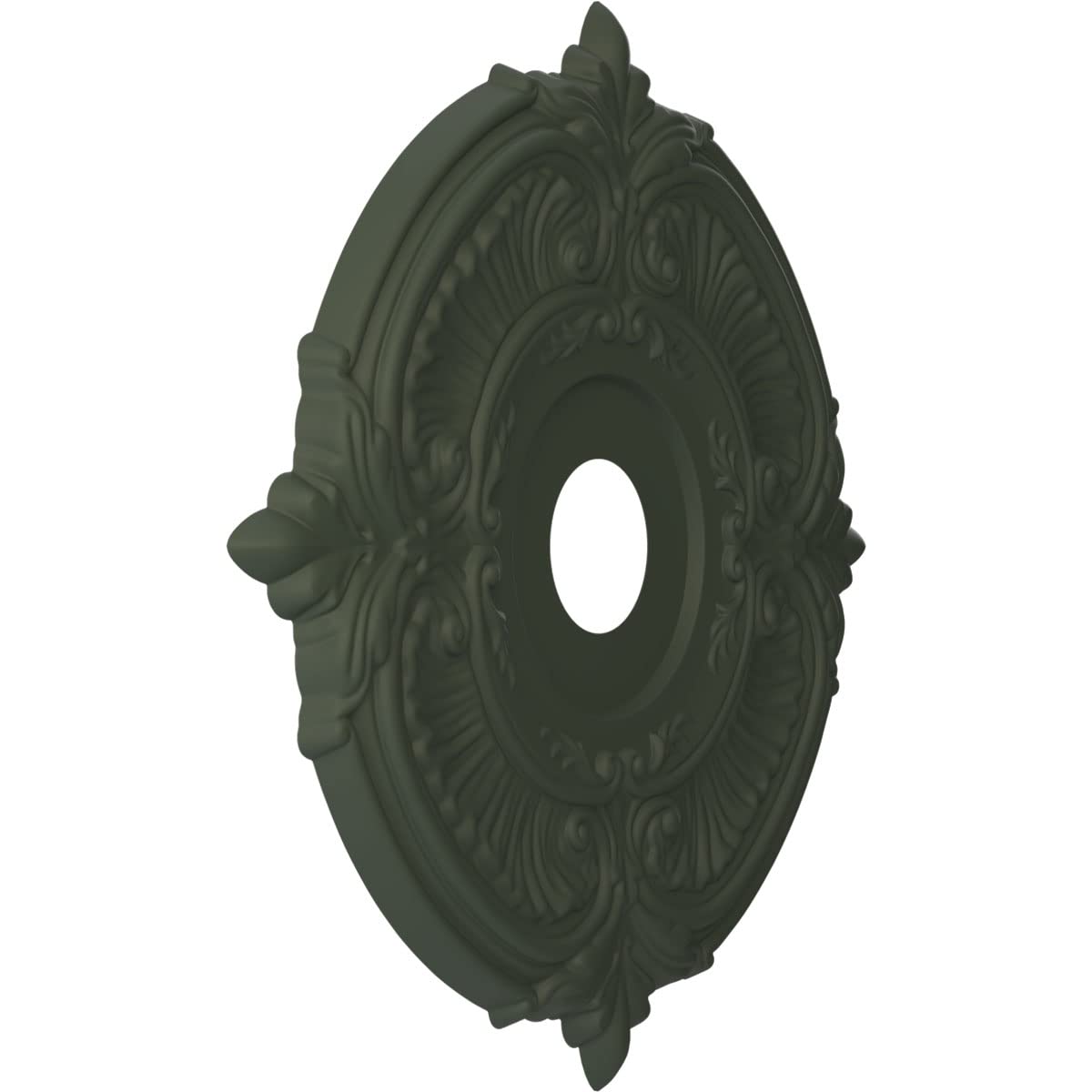 19Od X 3 1/2Id X 1P Attica Thermoformed Pvc Ceiling Medallion (Fits Canopies Up To 6 3/4), Ultracover Satin Hunt Club Green