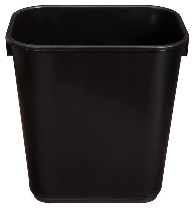 Amazon Basics Small Trash Can, Rectangular Commercial Office Wastebasket, 3 Gallon (Pack Of 6), Black