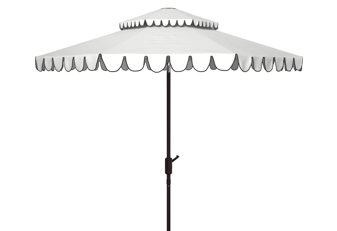 SAFAVIEH 9ft Outdoor Patio Umbrella, Double Top, Venice Collection, Ivory & Black, Crank, Button Tilt, UV Resistant for Deck, Backyard, Poolside (PAT8210E)