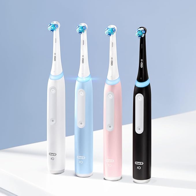 Oral-B iO Deep Clean Rechargeable Electric Powered Toothbrush, Icy Blue with iO Series 3 Limited, 2 Brush Heads and Travel Case - Pressure Sensor to Protect Gums - 3 Cleaning Settings - 2 Minute Timer