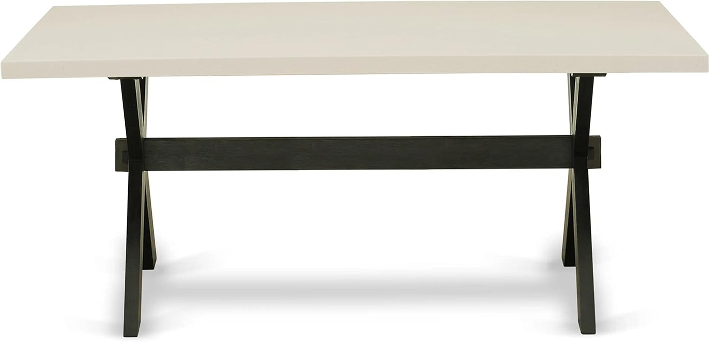 East West Furniture X627MZ650-9 9 Piece Dining Table Set Includes a Rectangle Dining Room Table with X-Legs and 8 Dark Gotham Grey Linen Fabric Parsons Chairs, 40x72 Inch, Multi-Color