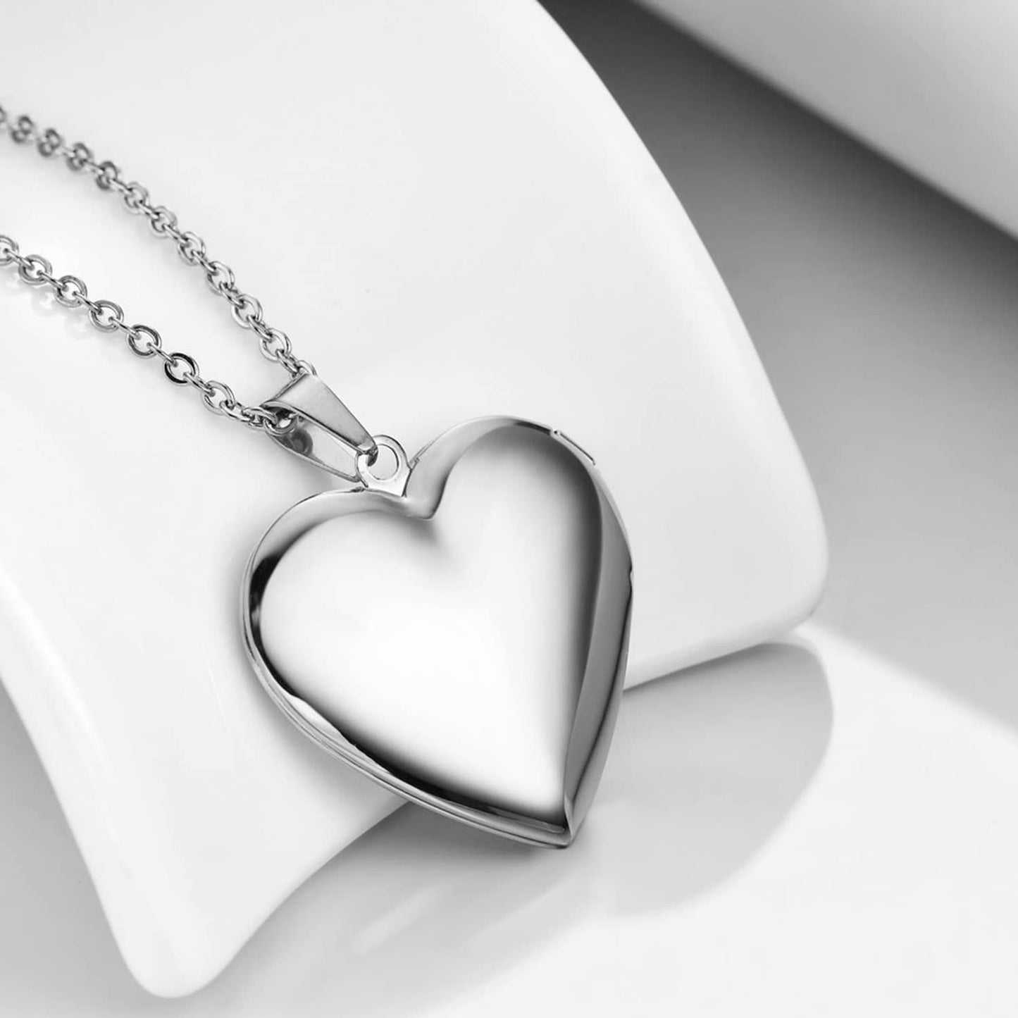 PHOCKSIN I Love you to the Moon and Back Custom Locket Necklace, Personalized Heart Photo Locket Necklace - Customized Memorial Lockets That Holds Pictures for Women